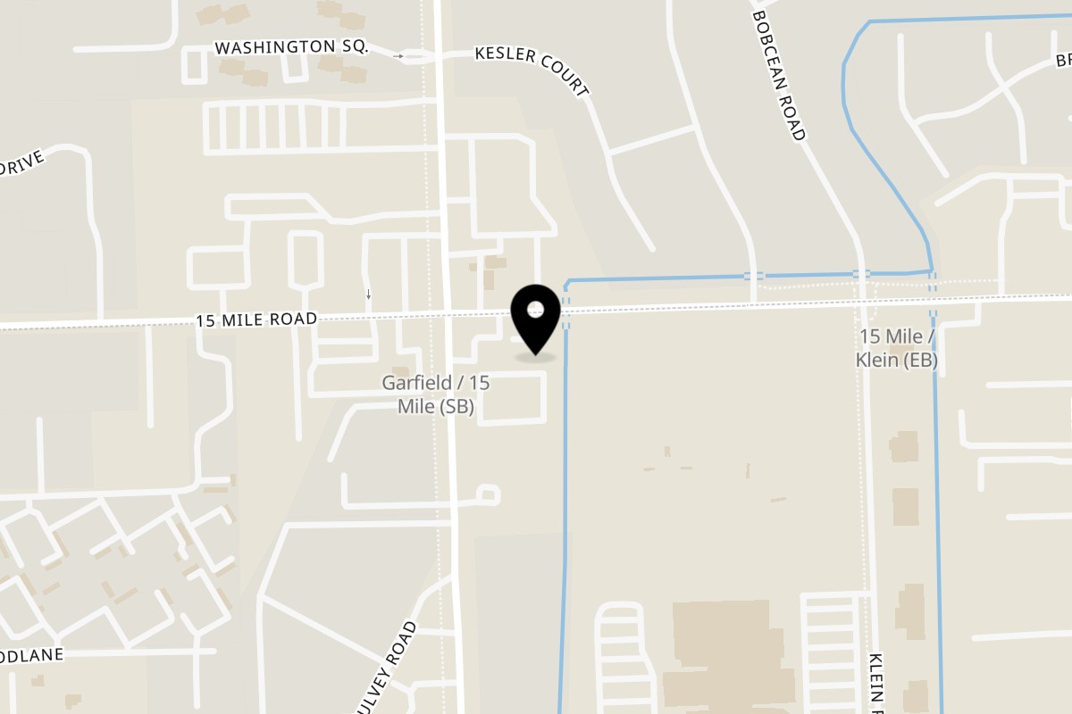 Map showing the location of Abby Lane Gourmet Burgers and Other Stuff on 16890 15 Mile Rd in Fraser